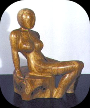 At Water's Edge - oak figurative sculpture by Christopher Rebele
