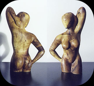The Pose - walnut figurative sculpture by Christopher Rebele