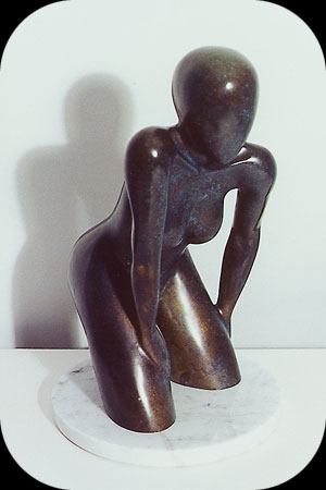 watching and waiting bronze sculpture