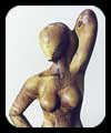 The Pose - walnut figurative sculpture by Christopher Rebele